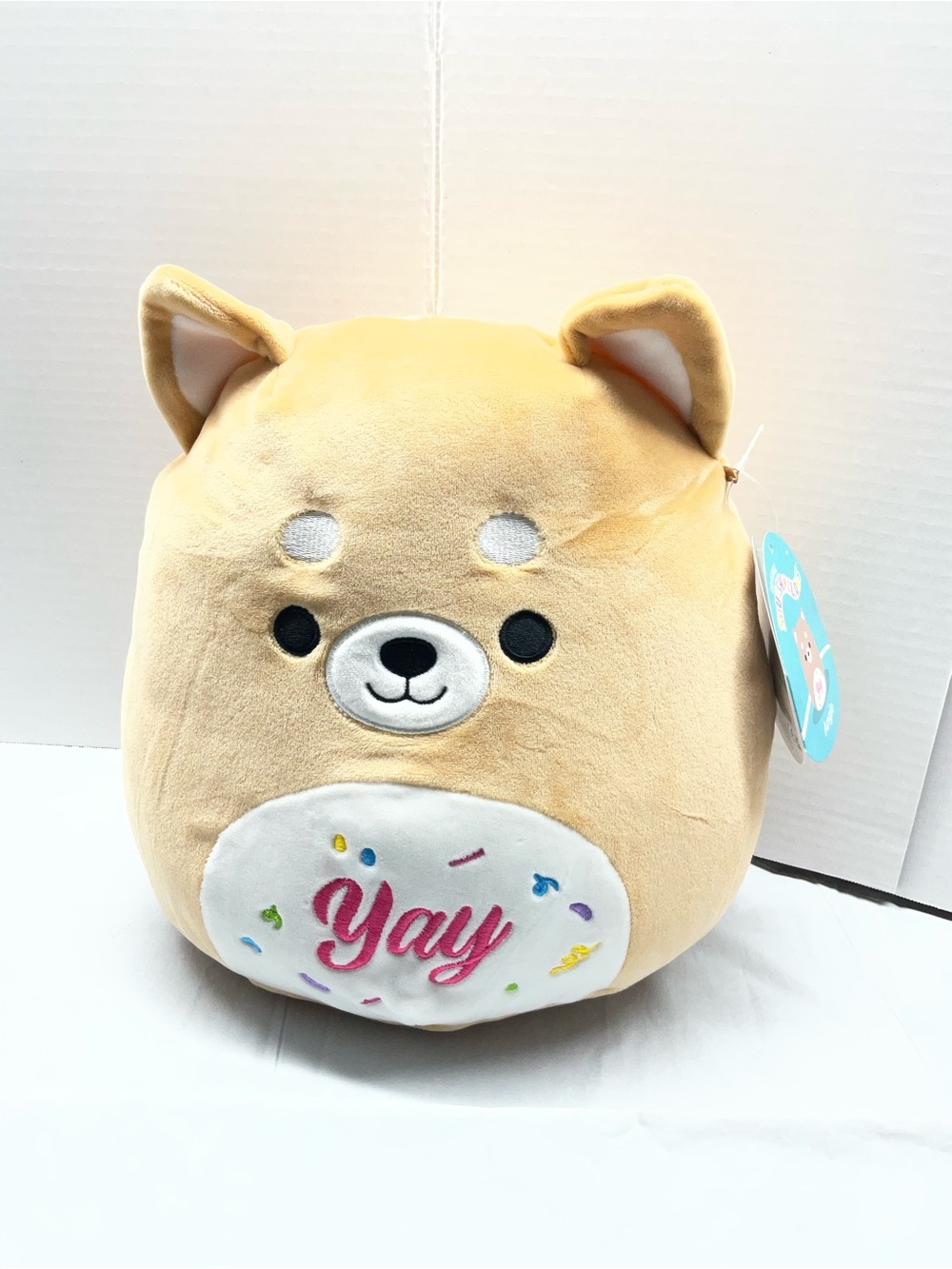Squishmallows Tan Cream Plush Dog with 'Yay' Embroidery